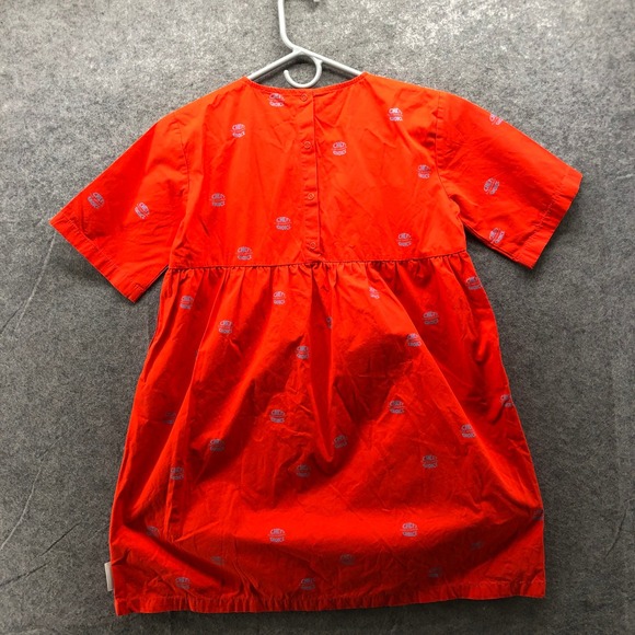 Tiny Cottons Chefs Choice Club Sandwich Dress Girls 10y Red Short Sleeve Poplin - Picture 2 of 11
